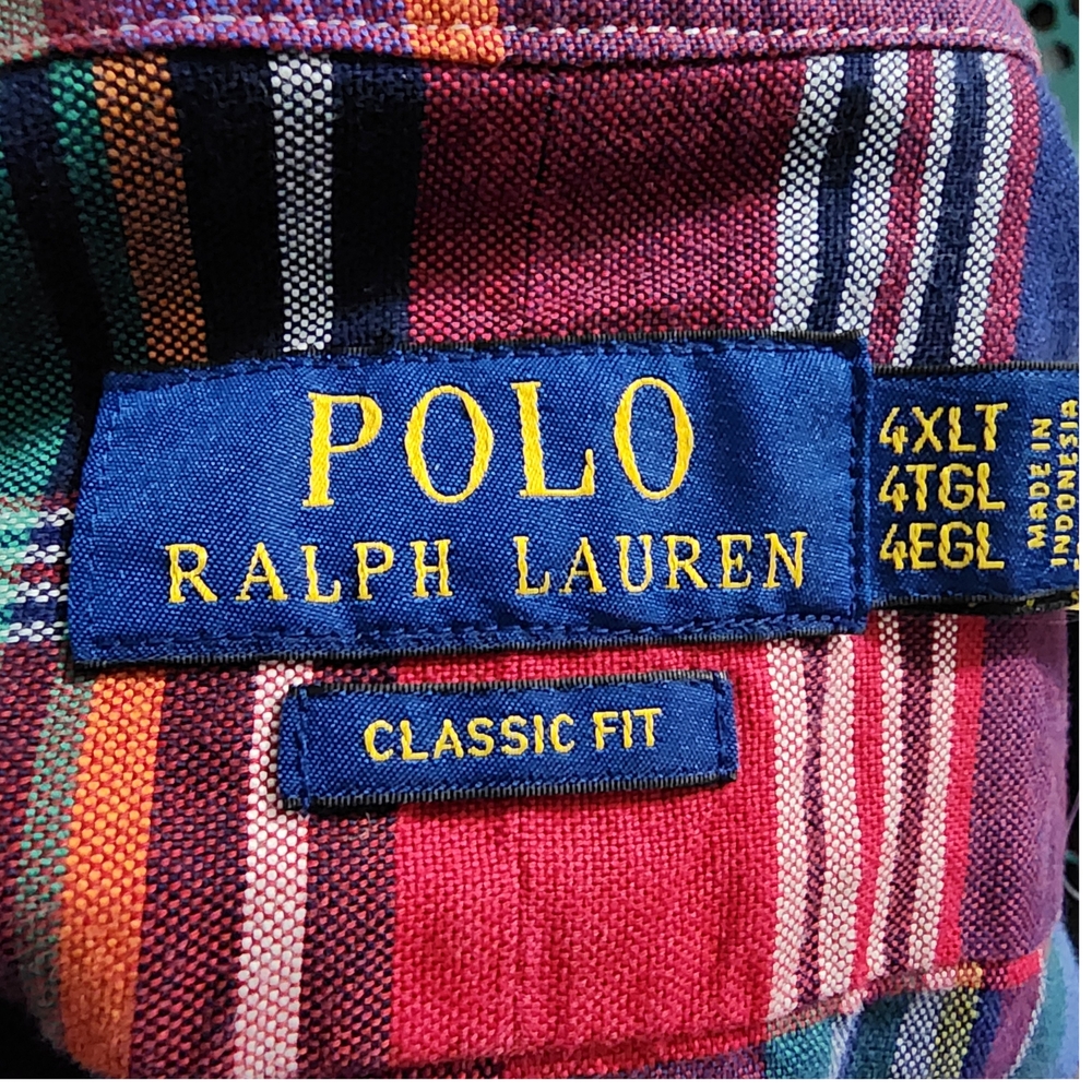 NWT Polo Ralph Lauren Men's Big & Tall Plaid Oxford Shirt, Red/‎ Blue, 4XLT - Picture 13 of 13
